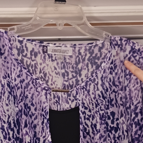Bundle Sale - Jennifer Lopez Purple/Black Long Sleeve Top Size Large - Picture 4 of 6